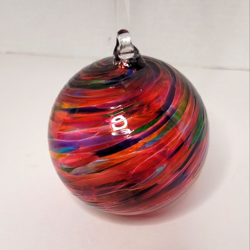 Art Glass Handblown Colorful Swirled Glass Ball Ornament Suncatcher